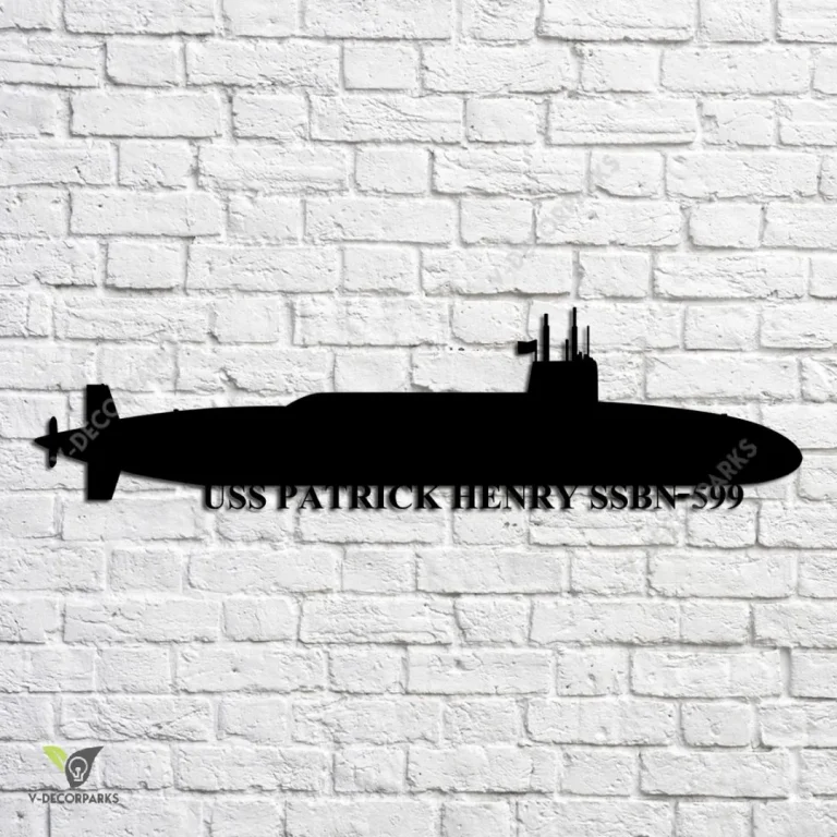 Uss Patrick Henry Ssbn-599 Navy Ship Metal Art, Navy Ships Silhouette Metal Gift For Navy Veteran, Custom Us Navy Ship Metal Sign