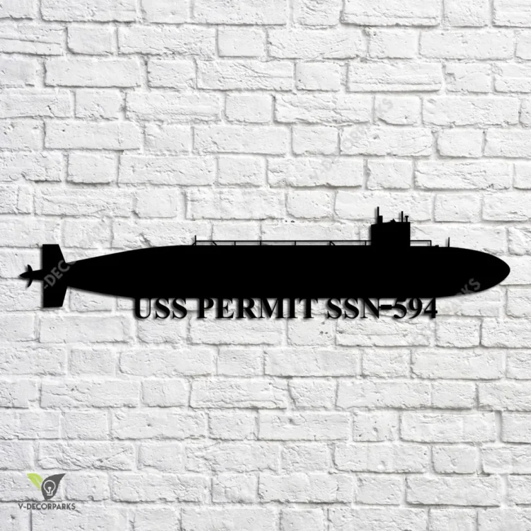 Uss Permit Ssn-594 Navy Ship Metal Art, Navy Ships Silhouette Metal Gift For Navy Veteran, Custom Us Navy Ship Metal Sign