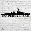 Uss Perry Dd-844 Navy Ship Metal Art, Navy Ships Silhouette Metal Gift For Navy Veteran, Custom Us Navy Ship Metal Sign