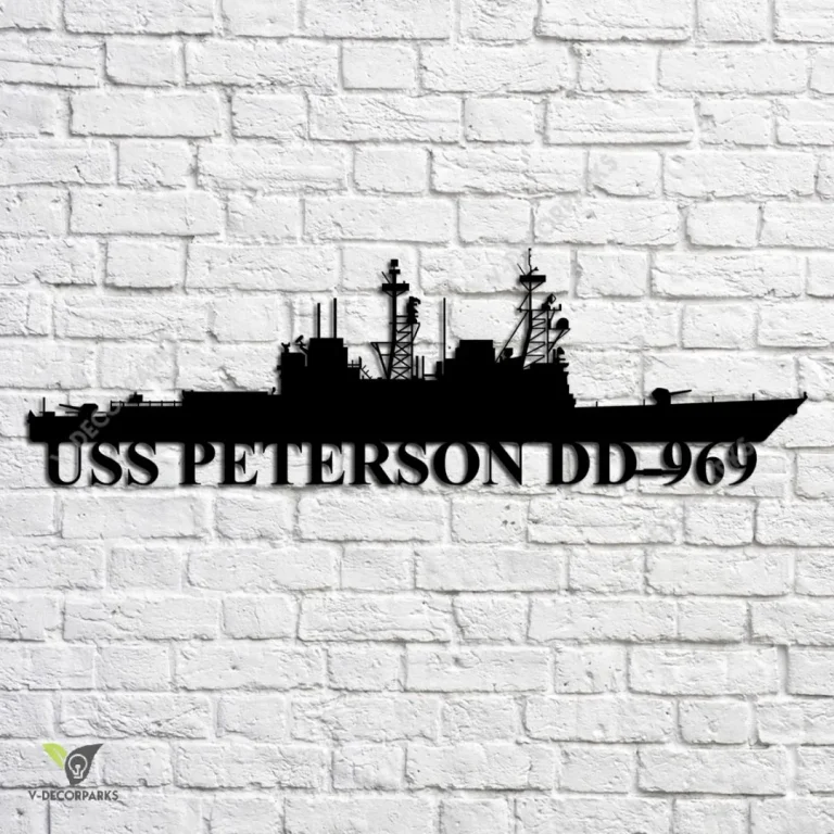 Uss Peterson Dd-969 Navy Ship Metal Art, Navy Ships Silhouette Metal Gift For Navy Veteran, Custom Us Navy Ship Metal Sign