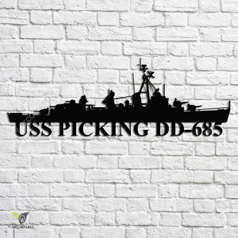 Uss Picking Dd-685 Navy Ship Metal Art, Navy Ships Silhouette Metal Gift For Navy Veteran, Custom Us Navy Ship Metal Sign