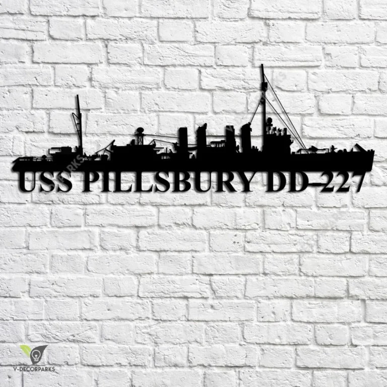 Uss Pillsbury Dd-227 Navy Ship Metal Art, Navy Ships Silhouette Metal Gift For Navy Veteran, Custom Us Navy Ship Metal Sign