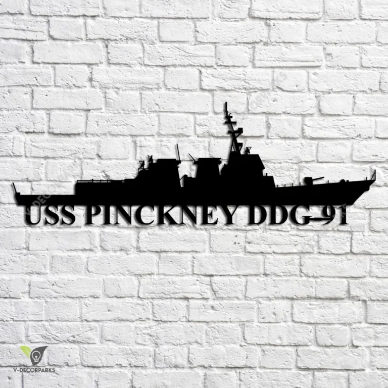 Uss Pinckney Ddg-91 Navy Ship Metal Art, Navy Ships Silhouette Metal Gift For Navy Veteran, Custom Us Navy Ship Metal Sign