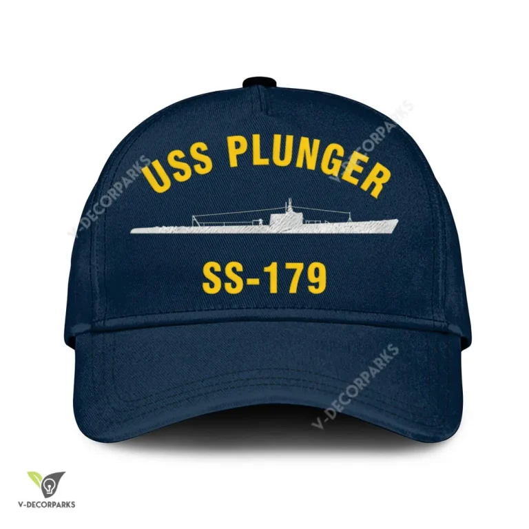 Uss Plunger Ss-179 Classic Baseball Cap Gift For Navy Veteran, Custom Print/embroidered Us Navy Ships Classic Cap