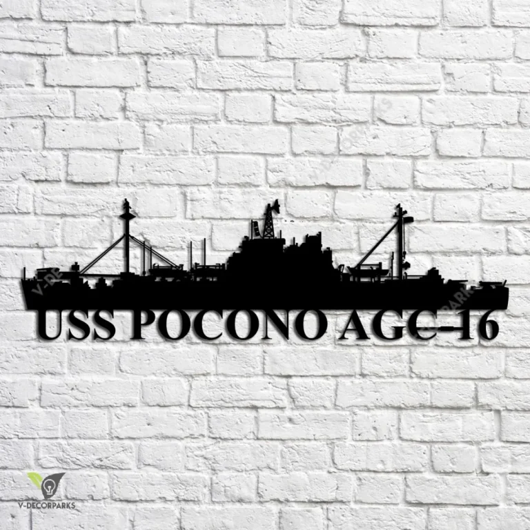 Uss Pocono Agc-16 Navy Ship Metal Art, Navy Ships Silhouette Metal Gift For Navy Veteran, Custom Us Navy Ship Metal Sign