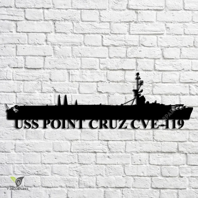 Uss Point Cruz Cve-119 Navy Ship Metal Art, Navy Ships Silhouette Metal Gift For Navy Veteran, Custom Us Navy Ship Metal Sign