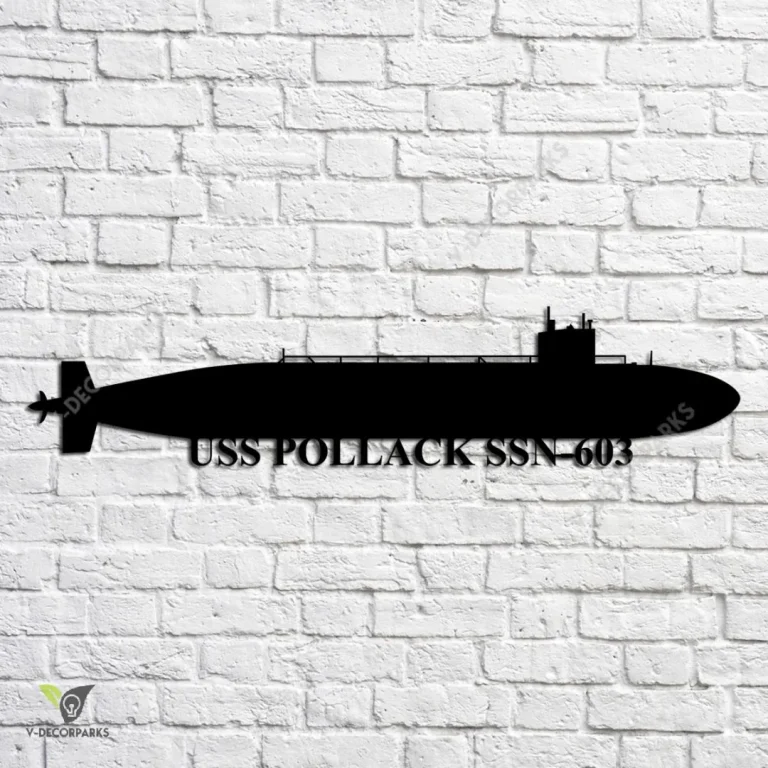 Uss Pollack Ssn-603 Navy Ship Metal Art, Navy Ships Silhouette Metal Gift For Navy Veteran, Custom Us Navy Ship Metal Sign