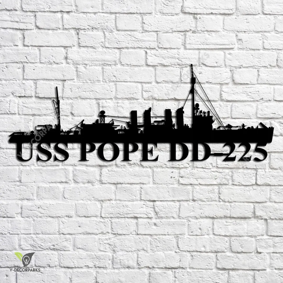 USS-Pope-DD-225_metalmu.webp Uss Pope Dd-225 Navy Ship Metal Art, Navy Ships Silhouette Metal Gift For Navy Veteran, Custom Us Navy Ship Metal Sign