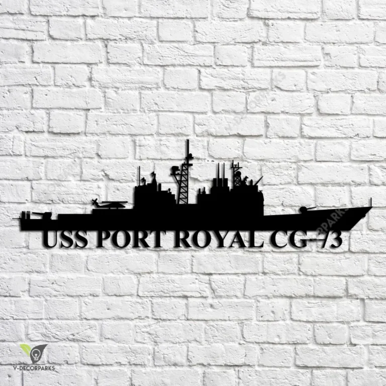 Uss Port Royal Cg-73 Navy Ship Metal Art, Navy Ships Silhouette Metal Gift For Navy Veteran, Custom Us Navy Ship Metal Sign