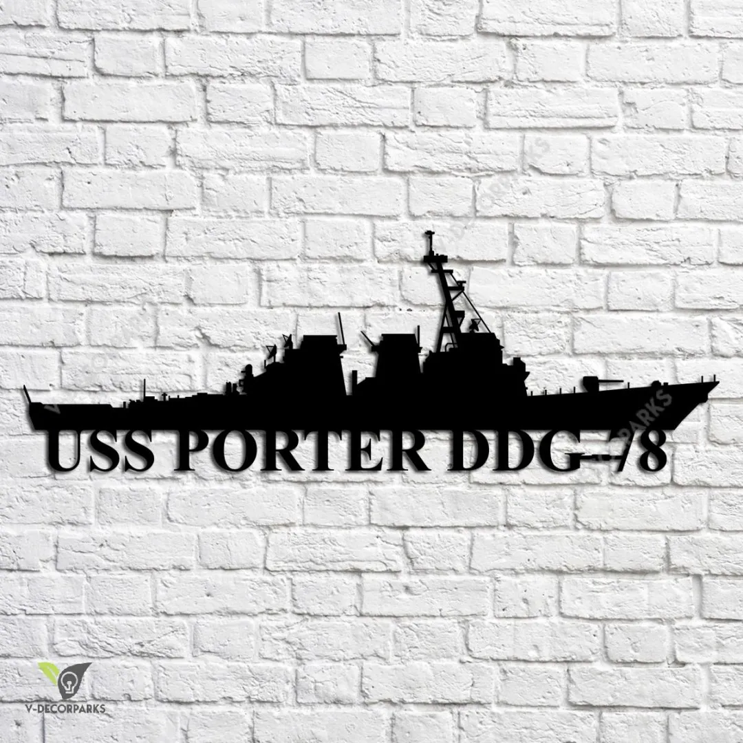 USS-Porter-DDG-78_metalmu.webp Uss Porter Ddg-78 Navy Ship Metal Art, Navy Ships Silhouette Metal Gift For Navy Veteran, Custom Us Navy Ship Metal Sign