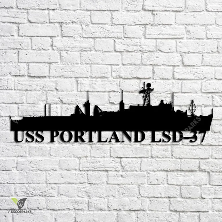 Uss Portland Lsd-37 Navy Ship Metal Art, Navy Ships Silhouette Metal Gift For Navy Veteran, Custom Us Navy Ship Metal Sign