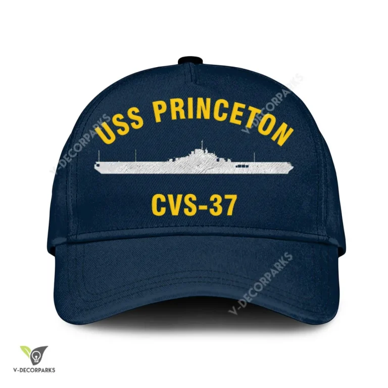 Uss Princeton Cvs-37 Classic Baseball Cap Gift For Navy Veteran, Custom Print/embroidered Us Navy Ships Classic Cap