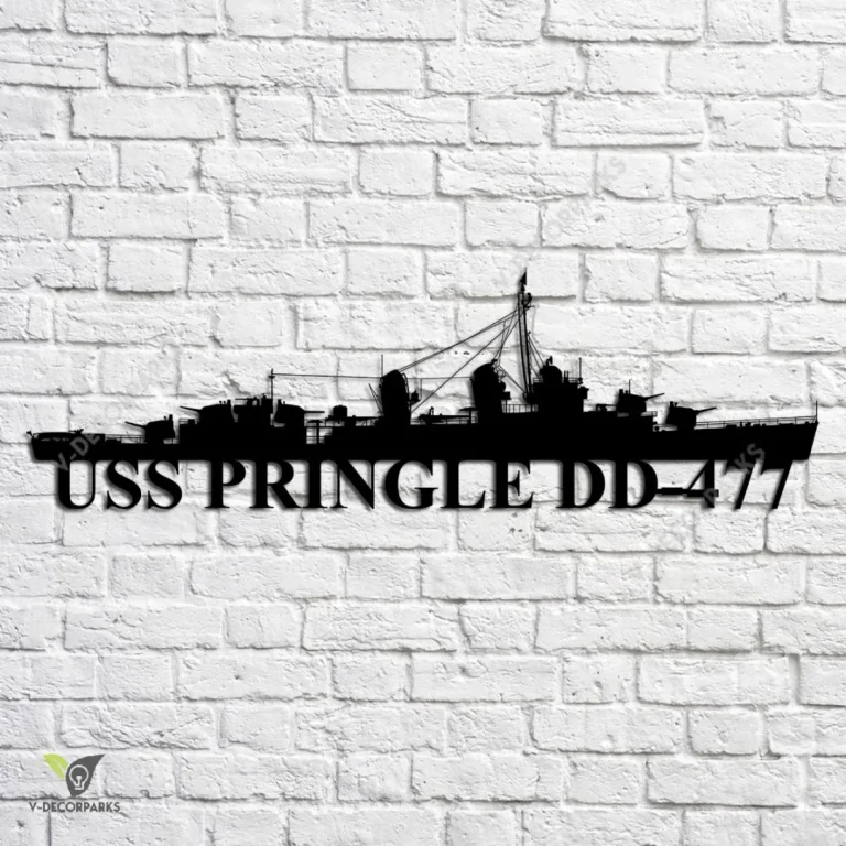 Uss Pringle Dd-477 Navy Ship Metal Art, Navy Ships Silhouette Metal Gift For Navy Veteran, Custom Us Navy Ship Metal Sign