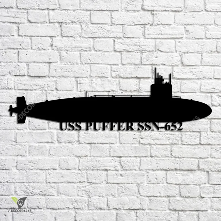 Uss Puffer Ssn-652 Navy Ship Metal Art, Navy Ships Silhouette Metal Gift For Navy Veteran, Custom Us Navy Ship Metal Sign