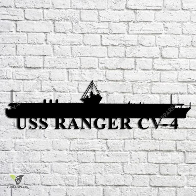 Uss Ranger Cv-4 Navy Ship Metal Art, Navy Ships Silhouette Metal Gift For Navy Veteran, Custom Us Navy Ship Metal Sign