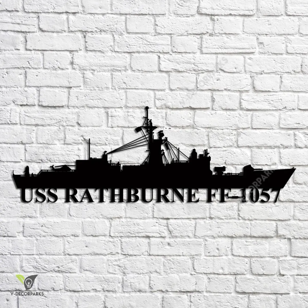 USS-Rathburne-FF-1057_metalmu.webp Uss Rathburne Ff-1057 Navy Ship Metal Art, Navy Ships Silhouette Metal Gift For Navy Veteran, Custom Us Navy Ship Metal Sign