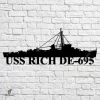 Uss Rich De-695 Navy Ship Metal Art, Navy Ships Silhouette Metal Gift For Navy Veteran, Custom Us Navy Ship Metal Sign