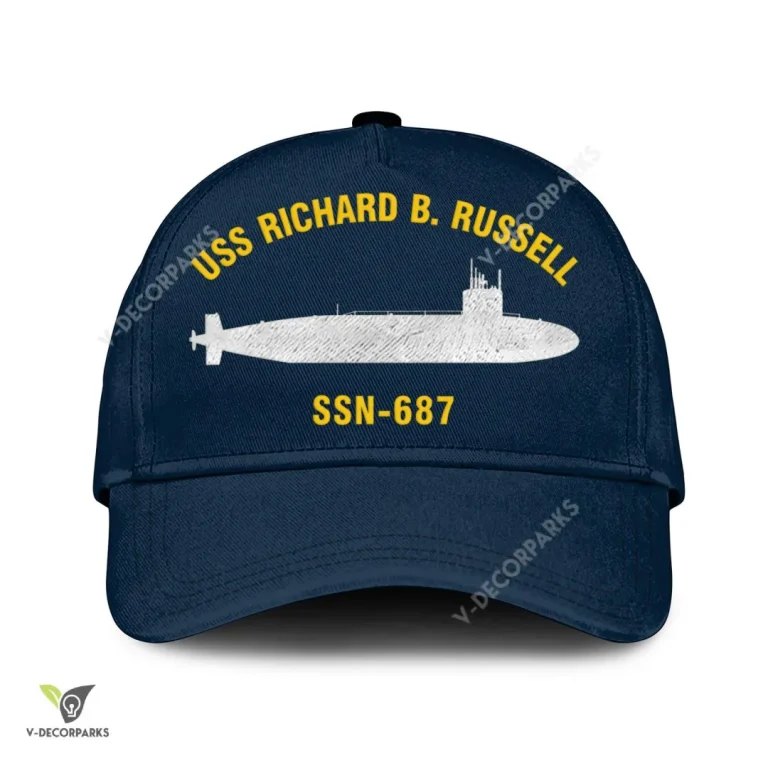 Uss Richard B. Russell Ssn-687 Classic Baseball Cap Gift For Navy Veteran, Custom Print/embroidered Us Navy Ships Classic Cap