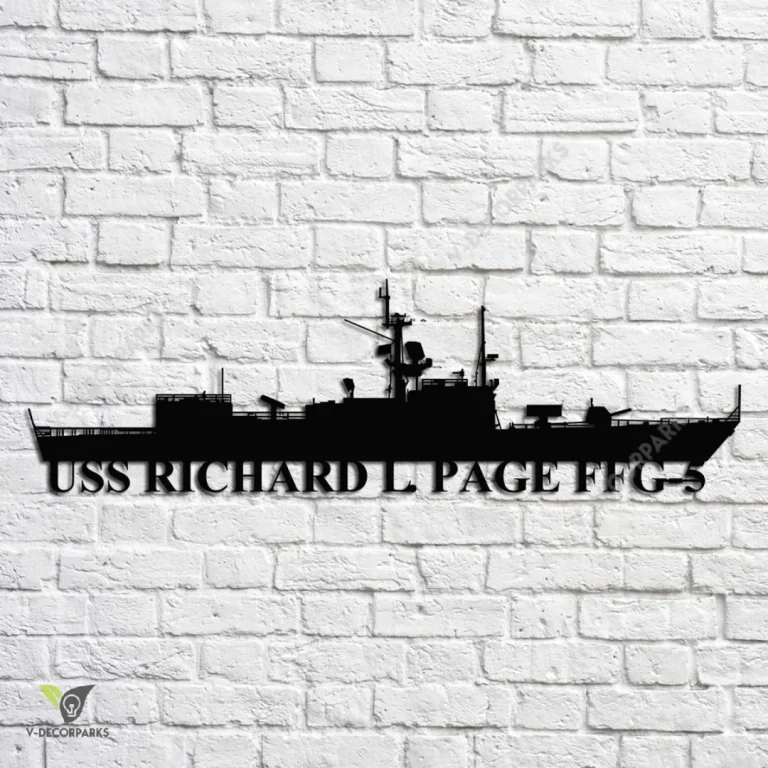Uss Richard L. Page Ffg-5 Navy Ship Metal Art, Navy Ships Silhouette Metal Gift For Navy Veteran, Custom Us Navy Ship Metal Sign