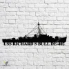 Uss Richard S Bull De-402 Navy Ship Metal Art, Navy Ships Silhouette Metal Gift For Navy Veteran, Custom Us Navy Ship Metal Sign