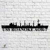 Uss Roanoke Aor-7 Navy Ship Metal Art, Navy Ships Silhouette Metal Gift For Navy Veteran, Custom Us Navy Ship Metal Sign