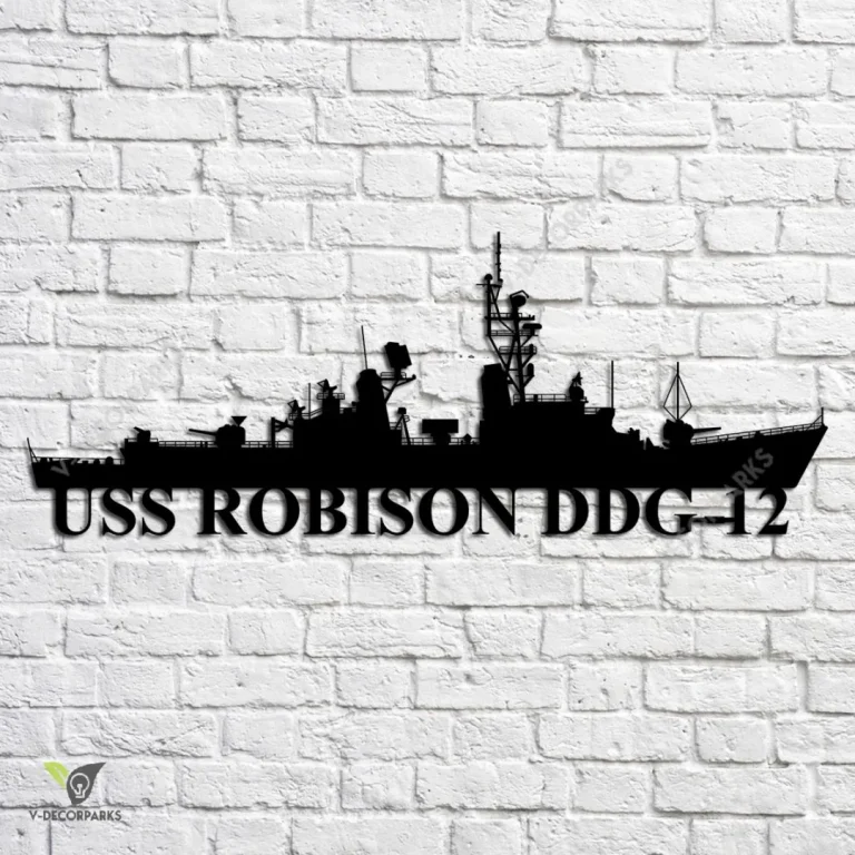 Uss Robison Ddg-12 Navy Ship Metal Art, Navy Ships Silhouette Metal Gift For Navy Veteran, Custom Us Navy Ship Metal Sign