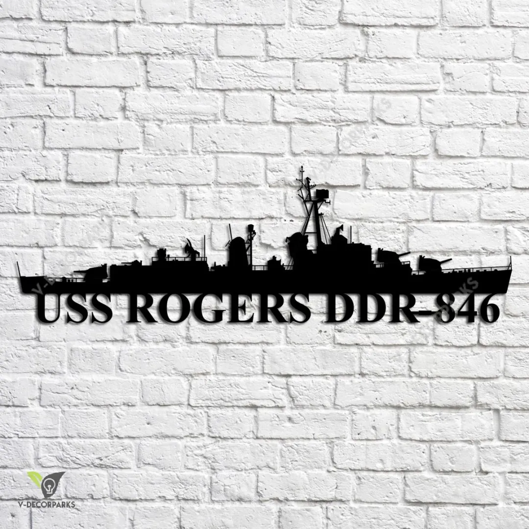 USS-Rogers-DDR-846_metalmu.webp Uss Rogers Ddr-846 Navy Ship Metal Art, Navy Ships Silhouette Metal Gift For Navy Veteran, Custom Us Navy Ship Metal Sign