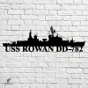 Uss Rowan Dd-782 Navy Ship Metal Art, Navy Ships Silhouette Metal Gift For Navy Veteran, Custom Us Navy Ship Metal Sign