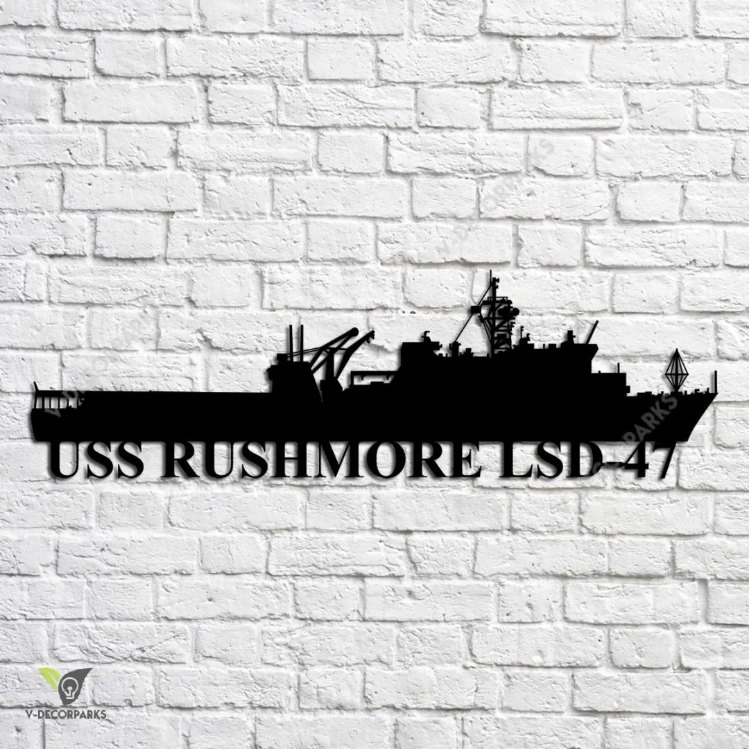 USS-Rushmore-LSD-47_metalmu.webp Uss Rushmore Lsd-47 Navy Ship Metal Art, Navy Ships Silhouette Metal Gift For Navy Veteran, Custom Us Navy Ship Metal Sign