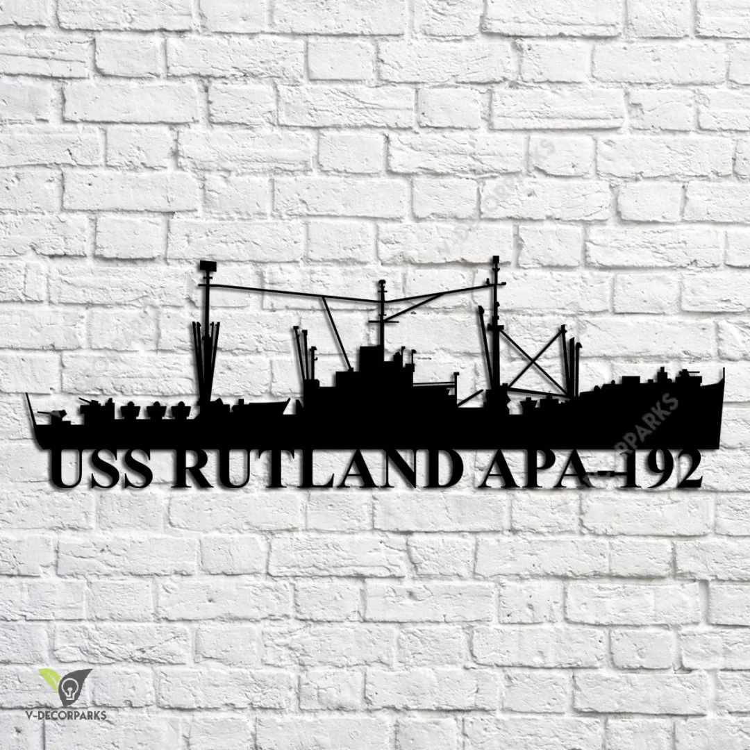 USS-Rutland-APA-192_metalmu.webp Uss Rutland Apa-192 Navy Ship Metal Art, Navy Ships Silhouette Metal Gift For Navy Veteran, Custom Us Navy Ship Metal Sign