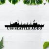 Personalized Uss Seattle Aoe-3 Metal Wall Art, Custom Us Navy Ships Metal Sign, Metal Veteran Decor, Navy Gift, Decor Decoration