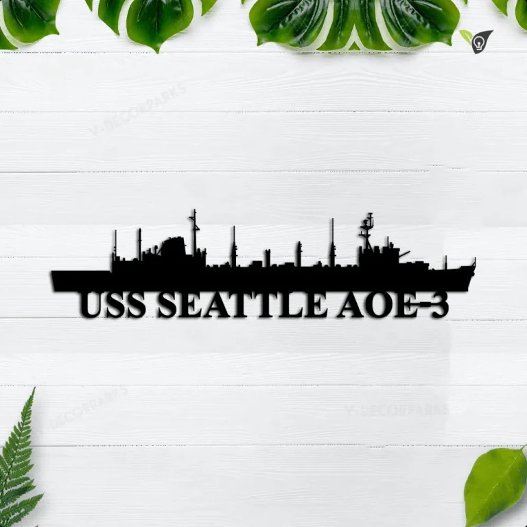 Personalized Uss Seattle Aoe-3 Metal Wall Art, Custom Us Navy Ships Metal Sign, Metal Veteran Decor, Navy Gift, Decor Decoration