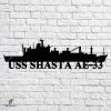 Uss Shasta Ae-33 Navy Ship Metal Art, Navy Ships Silhouette Metal Gift For Navy Veteran, Custom Us Navy Ship Metal Sign