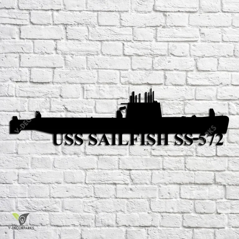 Uss Sailfish Ss 572 Navy Ship Metal Art, Navy Ships Silhouette Metal Gift For Navy Veteran, Custom Us Navy Ship Metal Sign