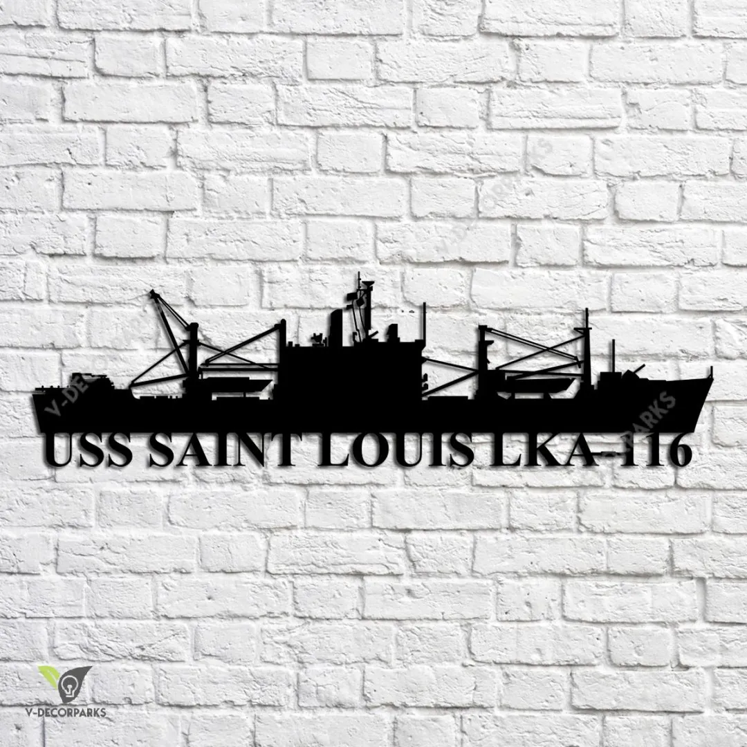 USS-Saint-Louis-LKA-116_metalmu.webp Uss Saint Louis Lka-116 Navy Ship Metal Art, Navy Ships Silhouette Metal Gift For Navy Veteran, Custom Us Navy Ship Metal Sign