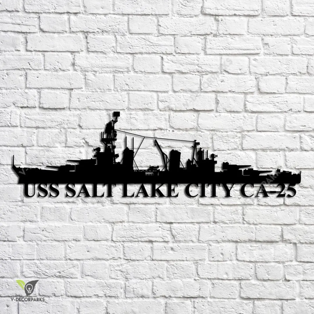 USS-Salt-Lake-City-CA-25_metalmu.webp Uss Salt Lake City Ca-25 Navy Ship Metal Art, Navy Ships Silhouette Metal Gift For Navy Veteran, Custom Us Navy Ship Metal Sign