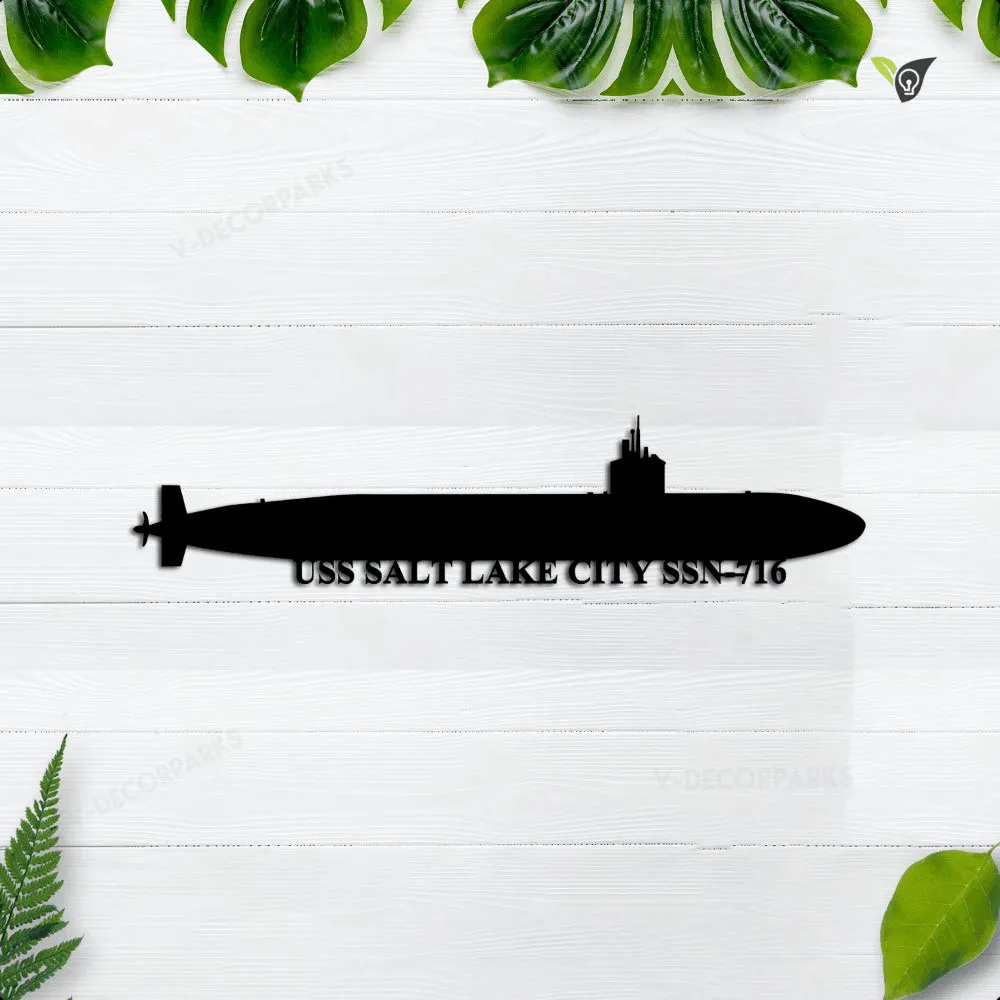 USS-Salt-Lake-City-SSN-716.webp Personalized Submarine Uss Salt Lake City Ssn-716 Metal Wall Art, Custom Us Navy Ships Metal Sign, Metal Veteran Decor, Navy Gift, Decor Decoration
