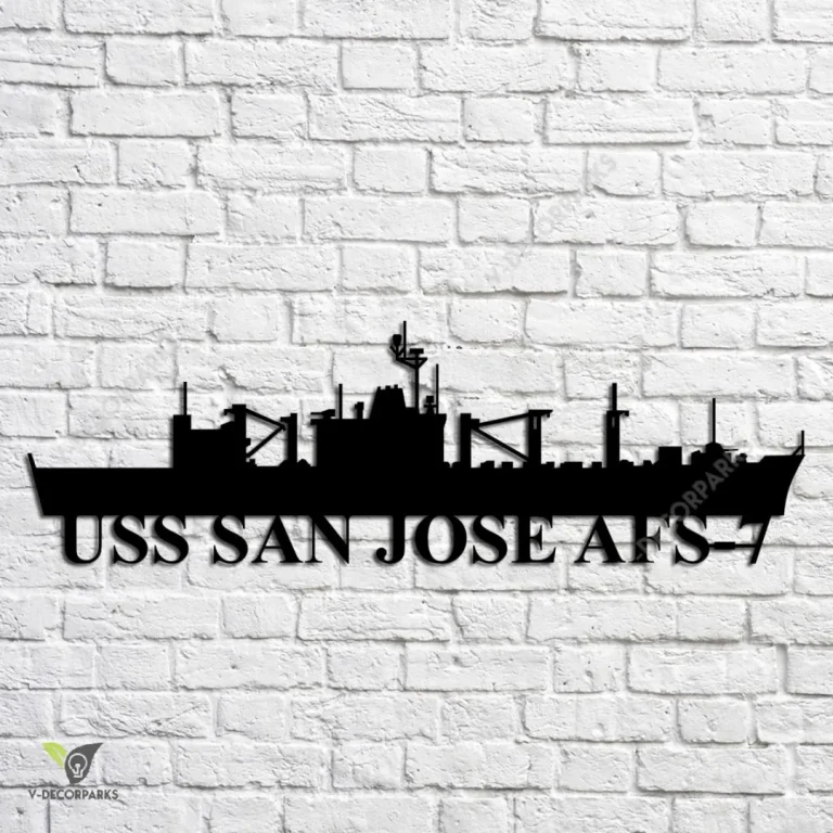 Uss San Jose Afs-7 Navy Ship Metal Art, Navy Ships Silhouette Metal Gift For Navy Veteran, Custom Us Navy Ship Metal Sign