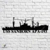 Uss Sanborn Apa-193 Navy Ship Metal Art, Navy Ships Silhouette Metal Gift For Navy Veteran, Custom Us Navy Ship Metal Sign