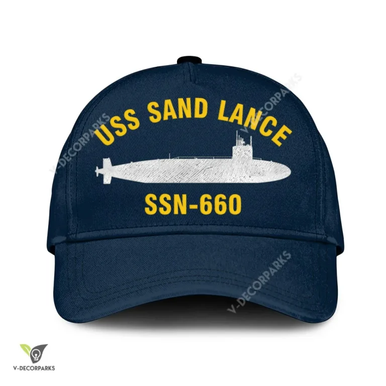 Uss Sand Lance Ssn-660 Classic Baseball Cap Gift For Navy Veteran, Custom Print/embroidered Us Navy Ships Classic Cap