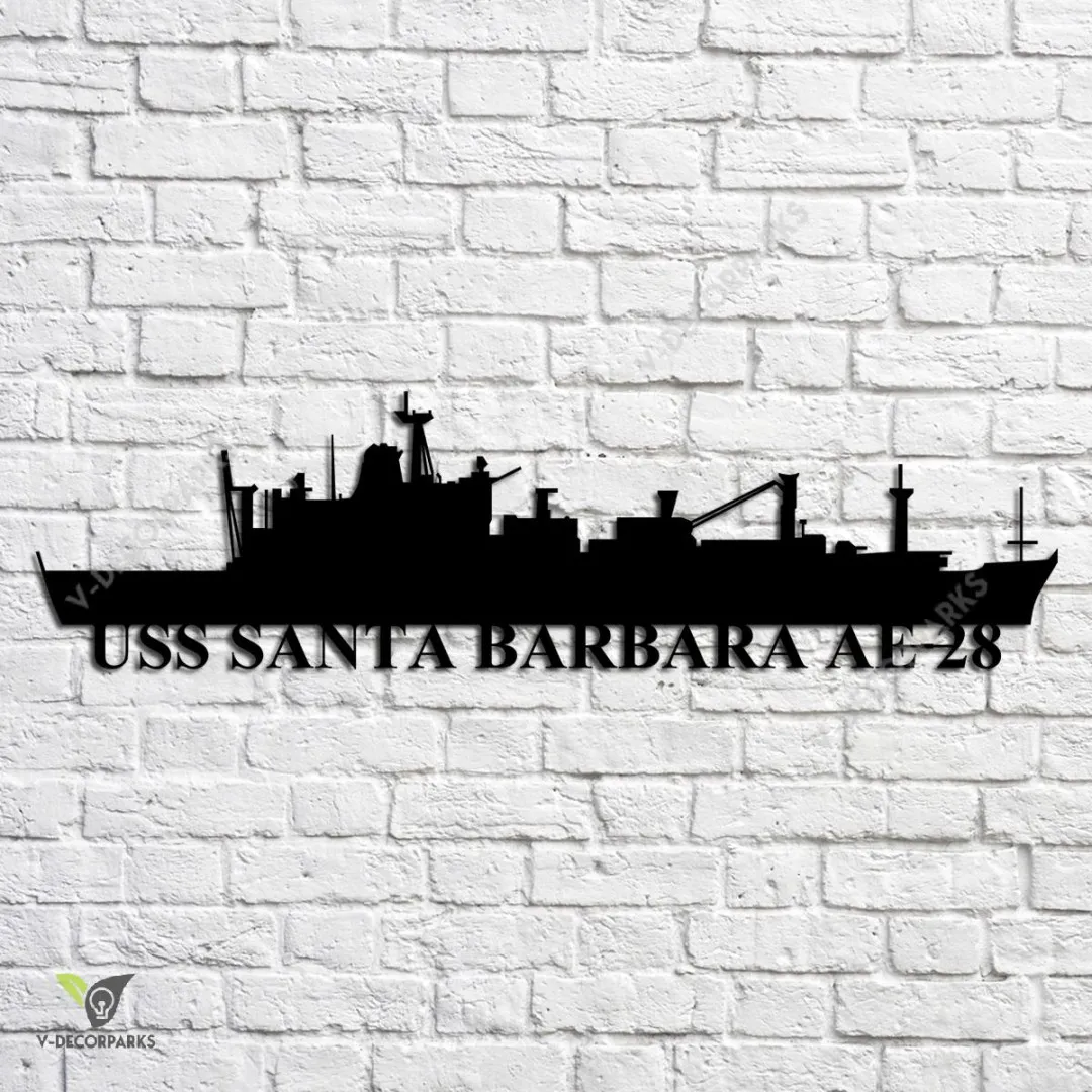 USS-Santa-Barbara-AE-28_metalmu.webp Uss Santa Barbara Ae 28 Navy Ship Metal Art, Navy Ships Silhouette Metal Gift For Navy Veteran, Custom Us Navy Ship Metal Sign