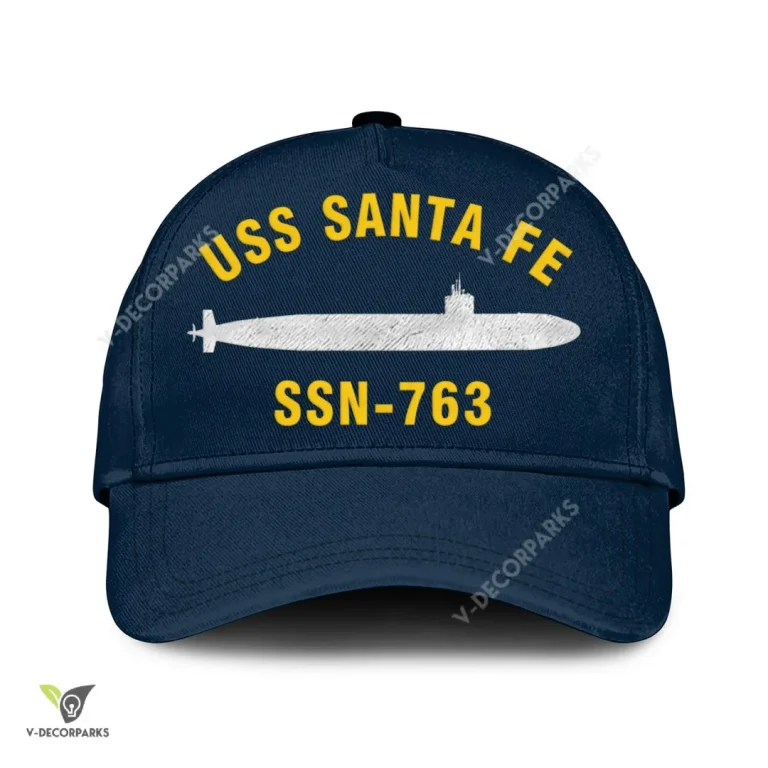 Uss Santa Fe Ssn 763 Classic Baseball Cap Gift For Navy Veteran, Custom Print/embroidered Us Navy Ships Classic Cap