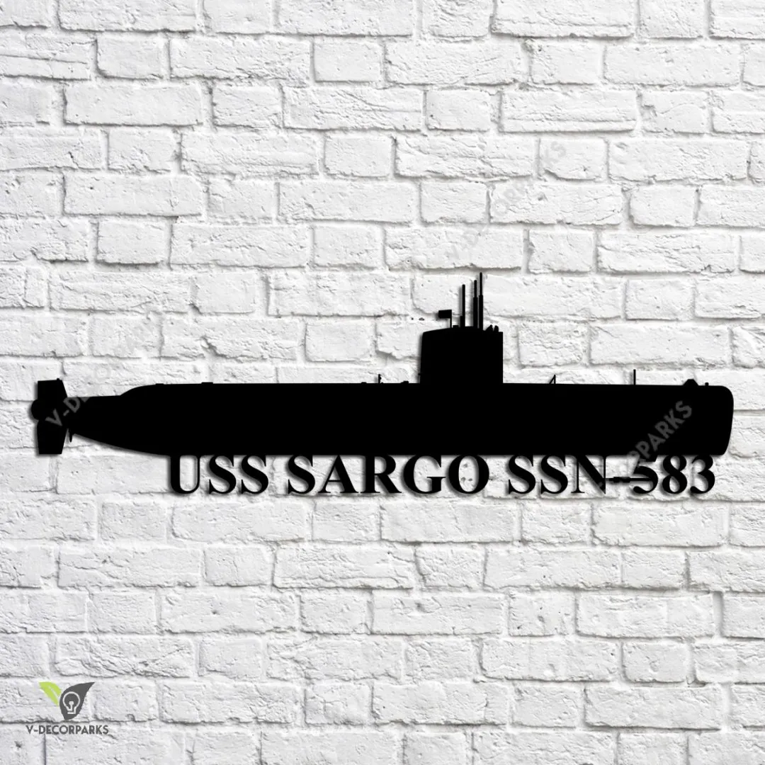 USS-Sargo-SSN-583_metalmu.webp Uss Sargo Ssn-583 Navy Ship Metal Art, Navy Ships Silhouette Metal Gift For Navy Veteran, Custom Us Navy Ship Metal Sign