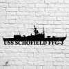 Uss Schofield Ffg-3 Navy Ship Metal Art, Navy Ships Silhouette Metal Gift For Navy Veteran, Custom Us Navy Ship Metal Sign