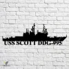 Uss Scott Ddg-995 Navy Ship Metal Art, Navy Ships Silhouette Metal Gift For Navy Veteran, Custom Us Navy Ship Metal Sign