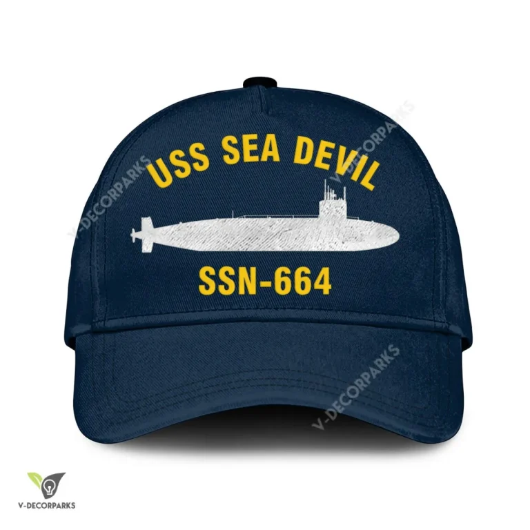 Uss Sea Devil Ssn-664 Classic Baseball Cap Gift For Navy Veteran, Custom Print/embroidered Us Navy Ships Classic Cap