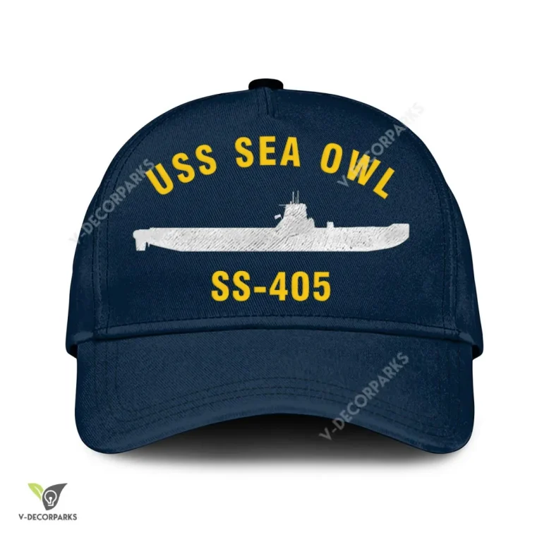 Uss Sea Owl Ss 405 Classic Baseball Cap Gift For Navy Veteran, Custom Print/embroidered Us Navy Ships Classic Cap