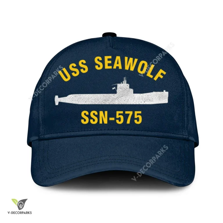 Uss Seawolf Ssn-575 Classic Baseball Cap Gift For Navy Veteran, Custom Print/embroidered Us Navy Ships Classic Cap