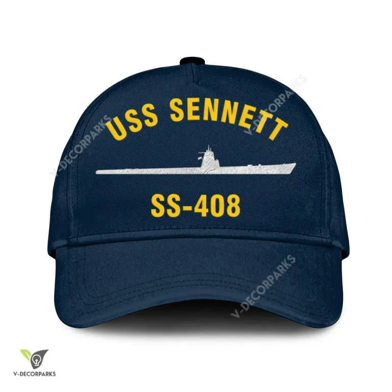 Uss Sennett Ss-408 Classic Baseball Cap Gift For Navy Veteran, Custom Print/embroidered Us Navy Ships Classic Cap