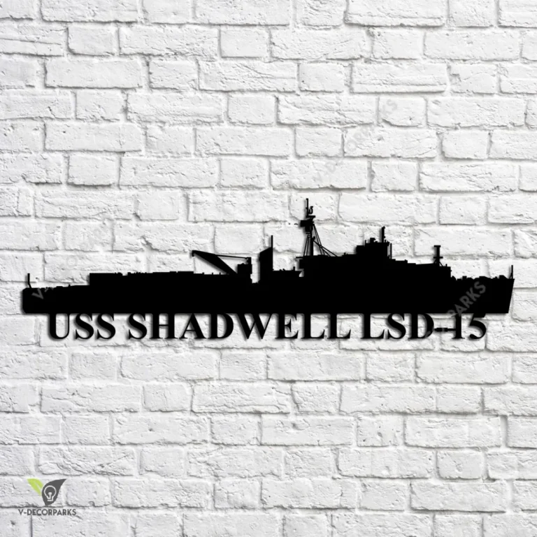 Uss Shadwell Lsd-15 Navy Ship Metal Art, Navy Ships Silhouette Metal Gift For Navy Veteran, Custom Us Navy Ship Metal Sign